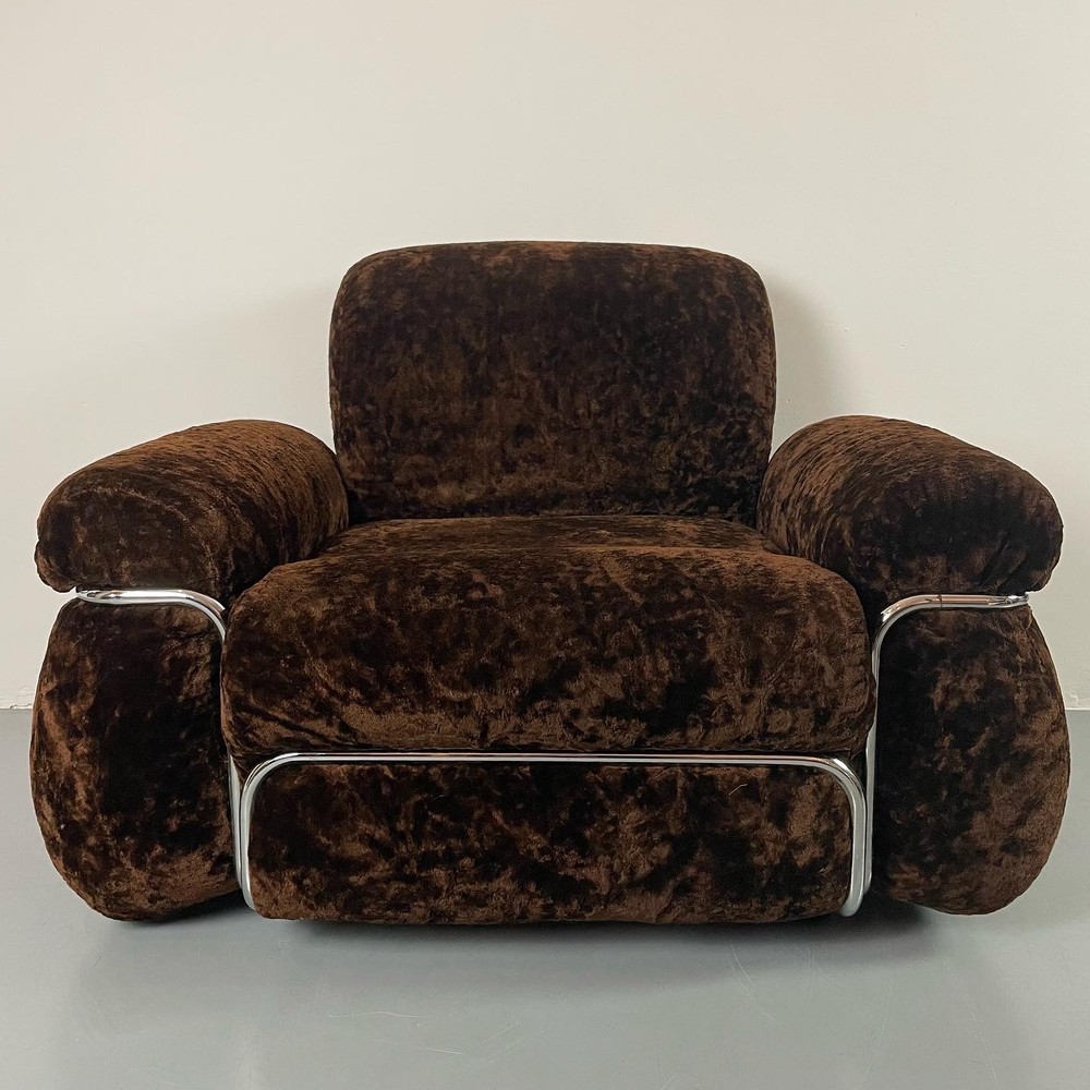 PLUSZOWY WŁOSKI FOTEL 70'S
