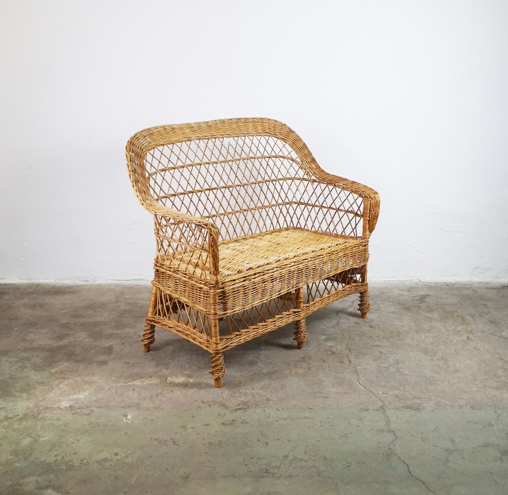 RATTANOWA ŁAWKA VINTAGE