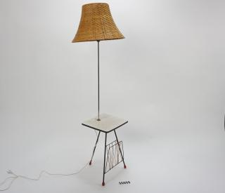 LAMPA PODŁOGOWA ZE STOLIKIEM, PRL